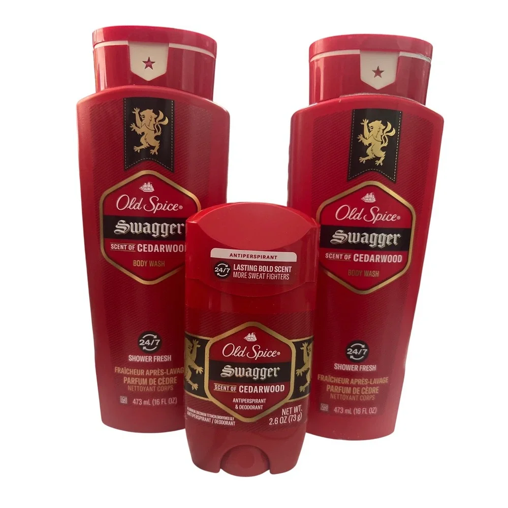 2 Old Spice Swagger Cedarwood Body Wash 16oz & 1 Antiperspirant Deodorant 2.6oz